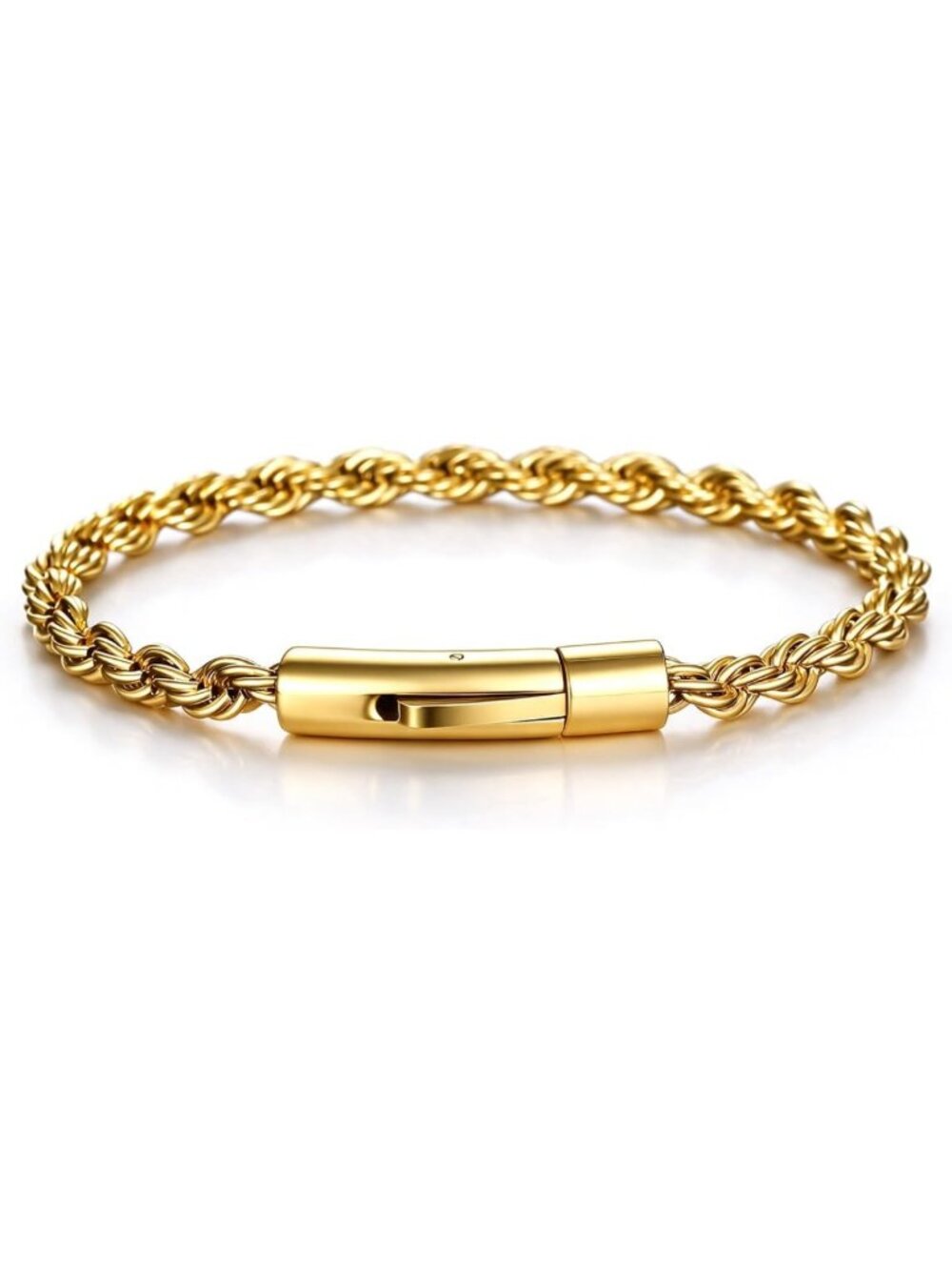 Stylish Stainless Steel Rope Bracelet for Men - Durable Chain Design, Button